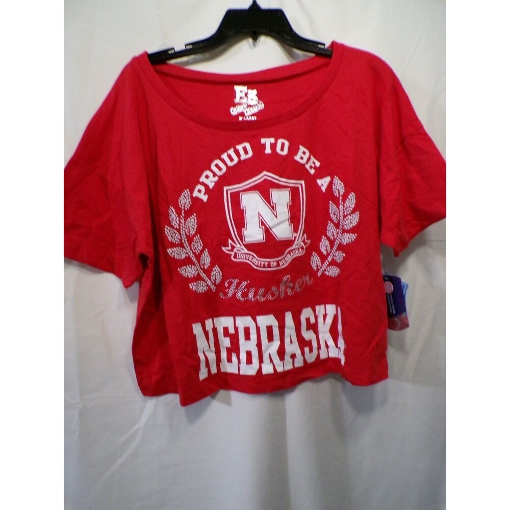 E5 College Classics Women's XL Red Cropped T-Shirt Nebraska Huskers N